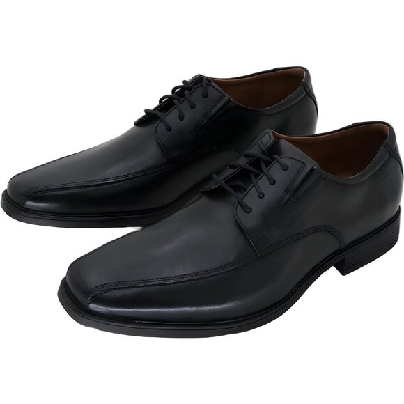 Clarks Classic Black Derby Shoes - Picture 2 of 6